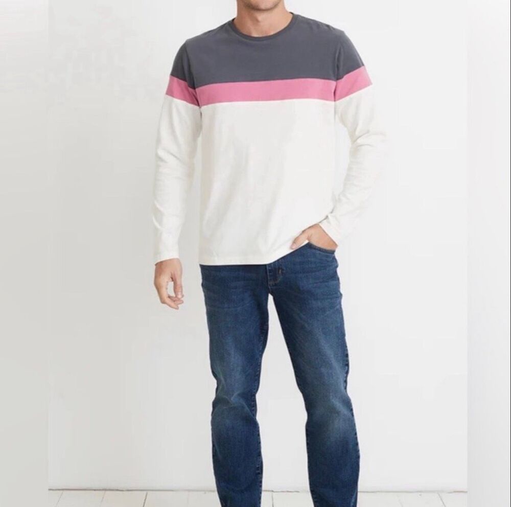 Marine Layer Tri Tone Jacob Pieced Crewneck Long Sleeve Tee L/XL